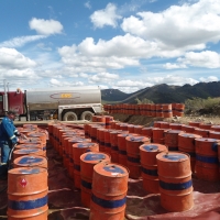 Fuel Truck Re-Filling Drums at Klaza Camp